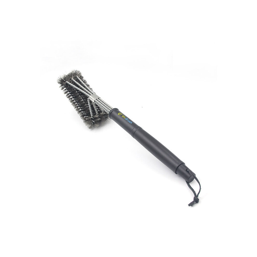 18inch BBQ Grill Brush 3-Head Barbecue Brush Steel Wire Cleaning Brush Clean Tool Outdoor Camping