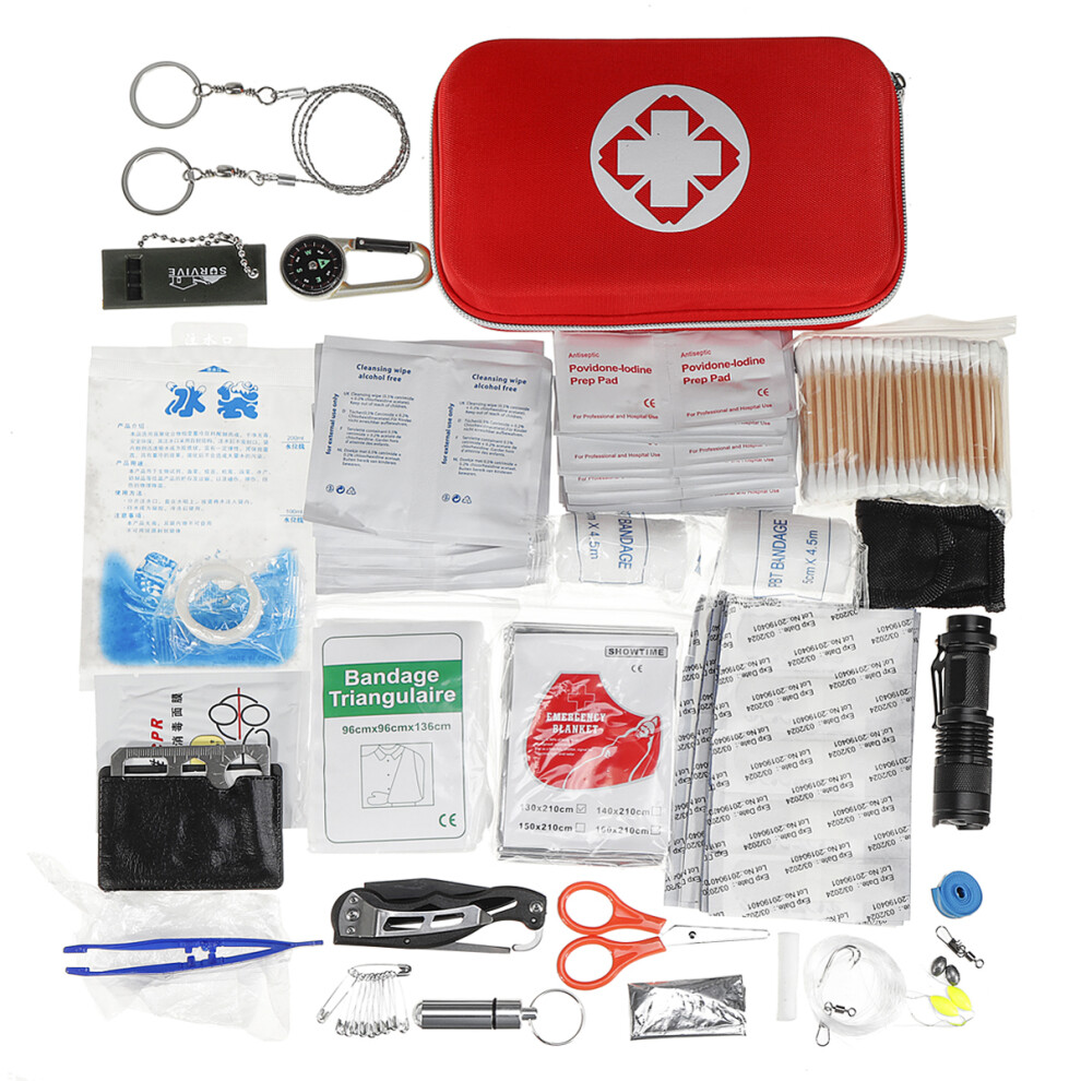 241 Pcs First Aid Kit Emergency Survival Bag Travel Camping Trauma Medical Bag