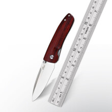 Enlan M028 8CR13 16.5cm Folding Knife Wood Handle Pocket Blade with Clip Liner-lock Stainless Steel Knife for Outdoor Camping