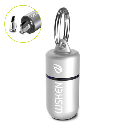 WSKEN EDC Mini Magnetic Round Adapter Organizer Container USB Cable Connector Waterproof Storage Case