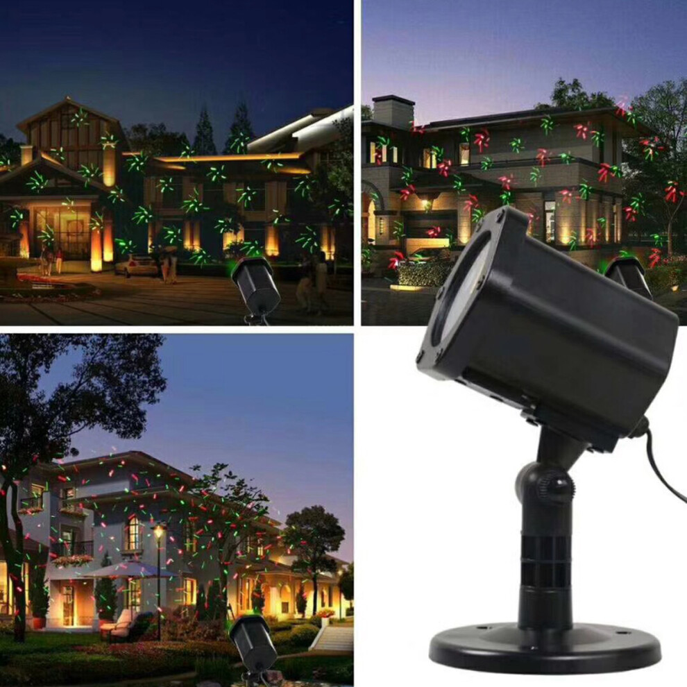Christmas Outdoor Laser Light Projector with Wireless Remote Controller Red Green Stars Show Laser Lantern for Xmas Ornament EU Plug XL-720