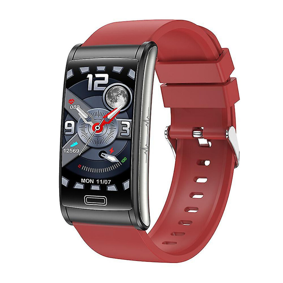 (Red) Adults Smart Watch Ecg Ppg Blood Glucose Sugar Body Temperature Monitor Fitness Tracker Gift Red 3247719312209