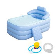 Foldable Inflatable Bathtub 160x84x64cm PVC Adult Bath Tub with Air Pump