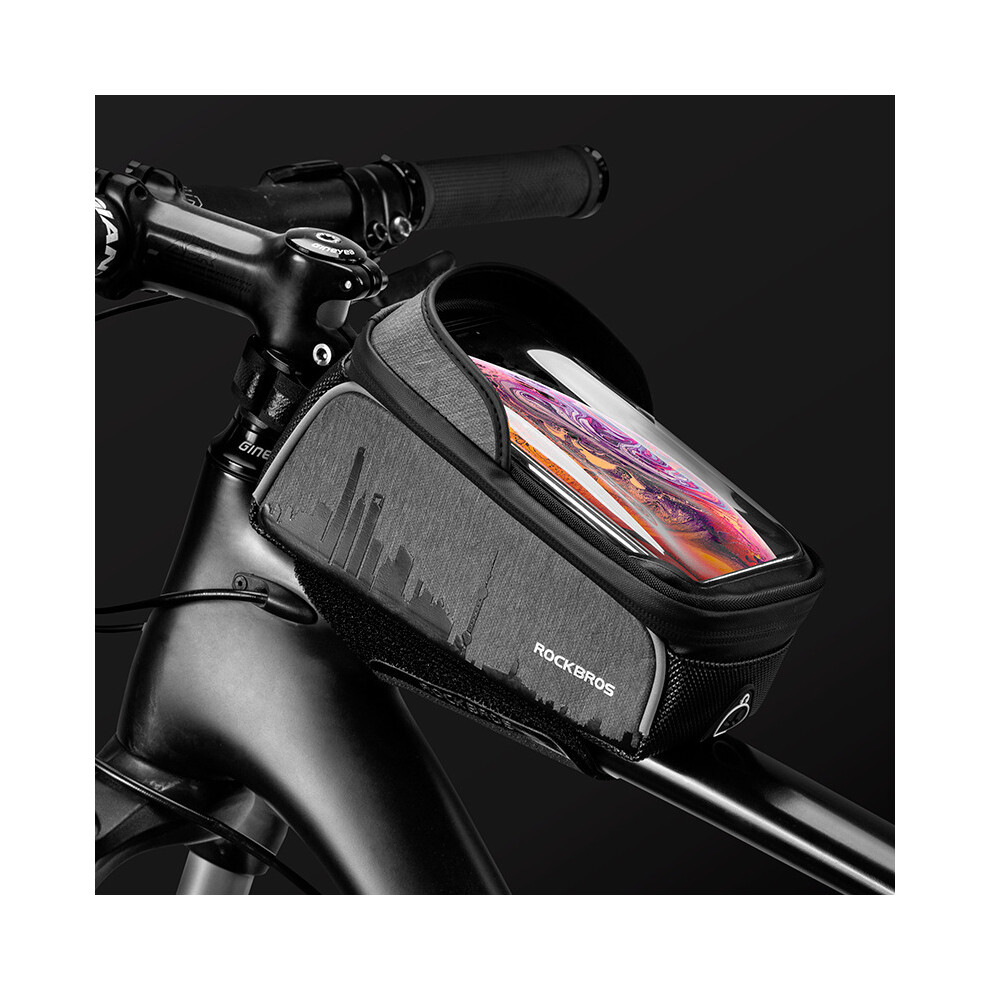 Rockbros 1L Bike Phone Front Frame Bag 4.7-6.5Inch Phone Mount Pack Waterproof Front Frame Bag Touch Screen Case Bicycle Cycling 783319311592