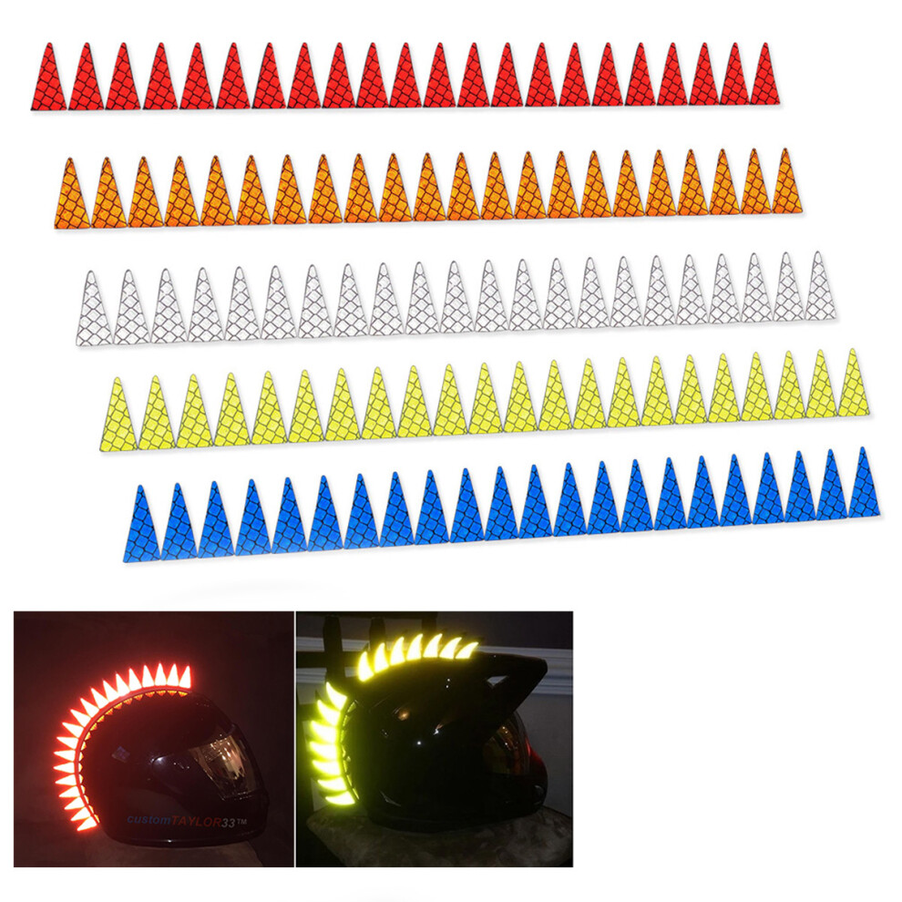 22 Blades Mohawk Warhawk Spikes Saw Reflective Sticker Decals For Rubber Helmet Motorcycle Bike Red/Blue/White 6900055220511