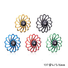 ZTTO 13T 4/5/6MM Lightweight High Strength Aluminum Alloy Ceramic Rear Paddle Guide Wheel MTB Road Bicycle Guide Roller