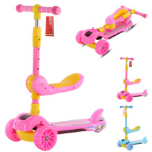 3-in-1 Foldable Kick Kids Scooter Toddler 3 Wheel Boys Girls Foot Scoot Balance Bike