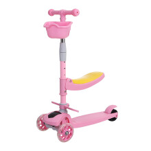 3-10 Years old Kids 3 Wheel Kick Scooter With Foldable Seat and Light Up Wheels Load Bearing 100KG Child Scooter Adjustable Height
