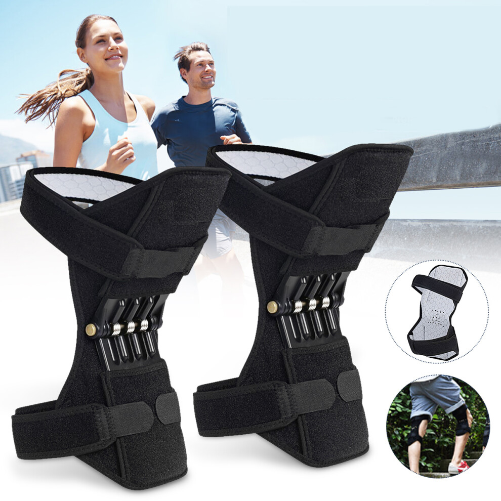 Black 1 Pair Powerful Rebound Spring Force Knee Pad Knee Support Patellar Joints Booster Pain Relief Sports Training Protector
