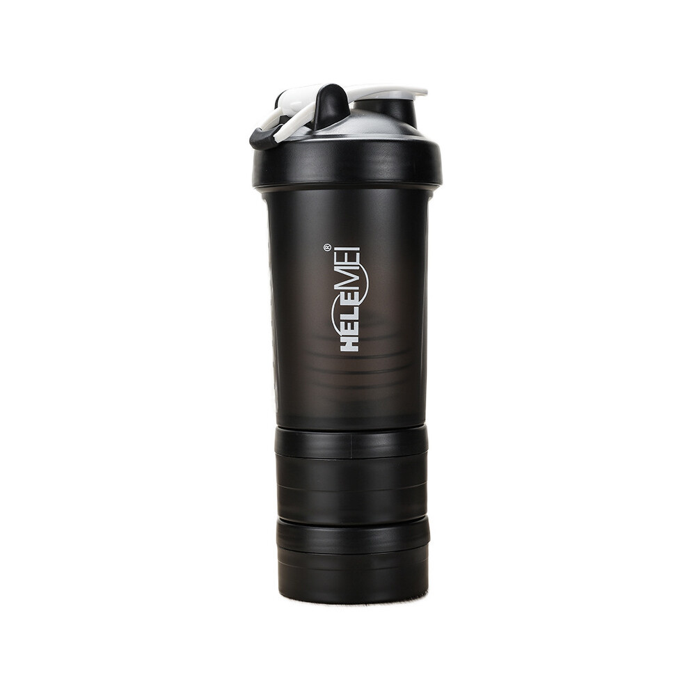 Black/Blue Helemei Bpa Leakproof Fitness Sports Classic Protein Mixer Shaker Bottles Protein Storage Box