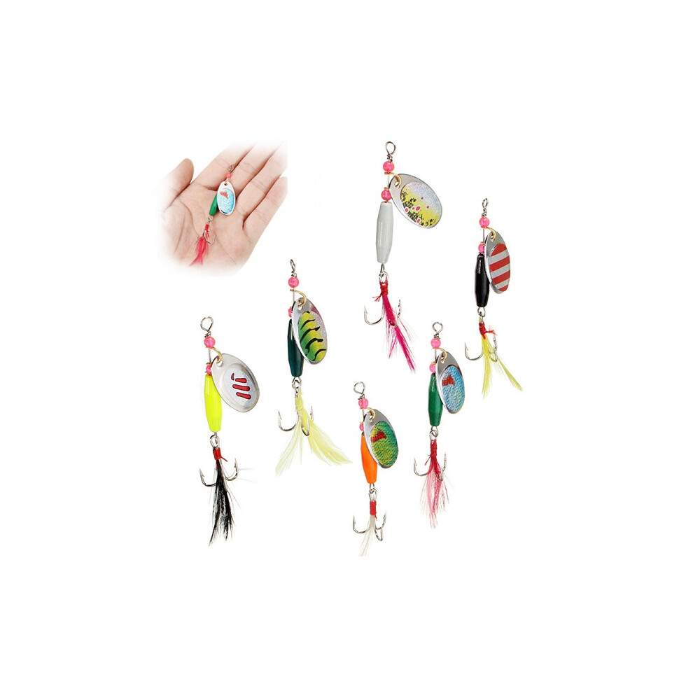 6pcs Spoon Metal Fishing Lures Crankbaits Bass Tackle Hooks Set Spinner Baits