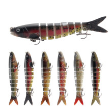 ZANLURE 5 Pcs 13.5cm Fishing Lure 8 Section Sinking Hard Fishhook Simulation Bait Artificia Spinning Tackle Gears with Storage Box