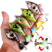 ZANLURE 5PCS Rotate Tail Popper Lure 9.5cm 16.6g Topwater Wobble Fishing Lures Lifelike Artificial Hard Bait Bass Pike Fishing Tackle
