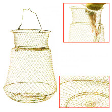 Foldable Golden Steel Wire Fishing Pot Trap Net Crab Cage