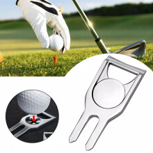 Multi-purpose Zinc Alloy Golf Divot Tool Ball Marker Silver Golf Accessories Bottle Opener