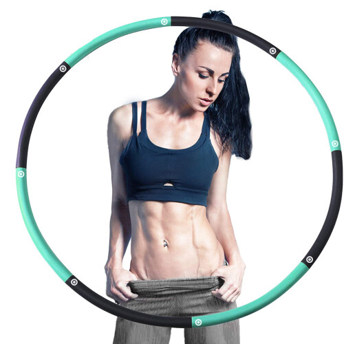 8-Sections Weighted Exercise Hoop for Adults, Folding Detachable Fitness Hoops Exercise Workout Slimming Ring