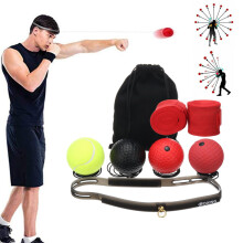 4 Pcs Speed Fight Ball Silicone Headband Boxing Training Boxer Punch Exercise Tools with Hand Straps