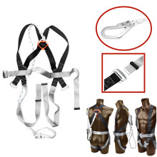 100KG Load Full Body Harness Belt Safety Fall Protection Kit with Shock-absorbing Rope for Outdoor Rock Climbing Shoulder Strap