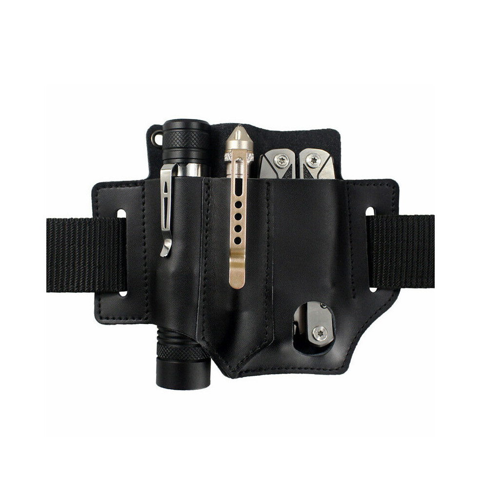 Xanes Leather Edc Tools Belt Bag Sheath Waist Holster Multi-Function Portable Cowhide Storage Pack Pouch For Outdoor Flashlight Pen 6900078386393