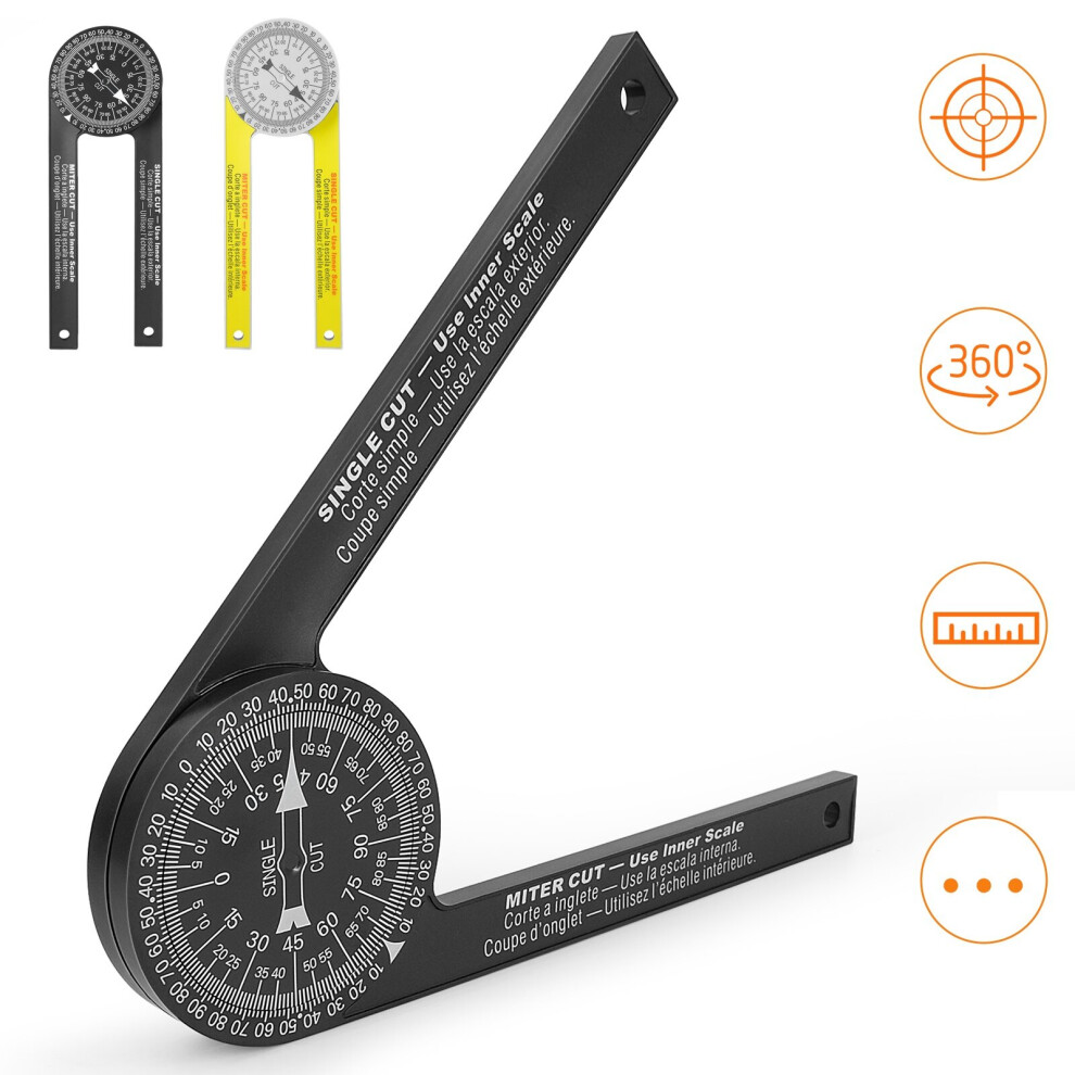 Miter Saw Protractor 360Ã Angle Finder Miter Gauge Goniometer Angle Level Meter Arm Measuring Ruler - Black 623414305181