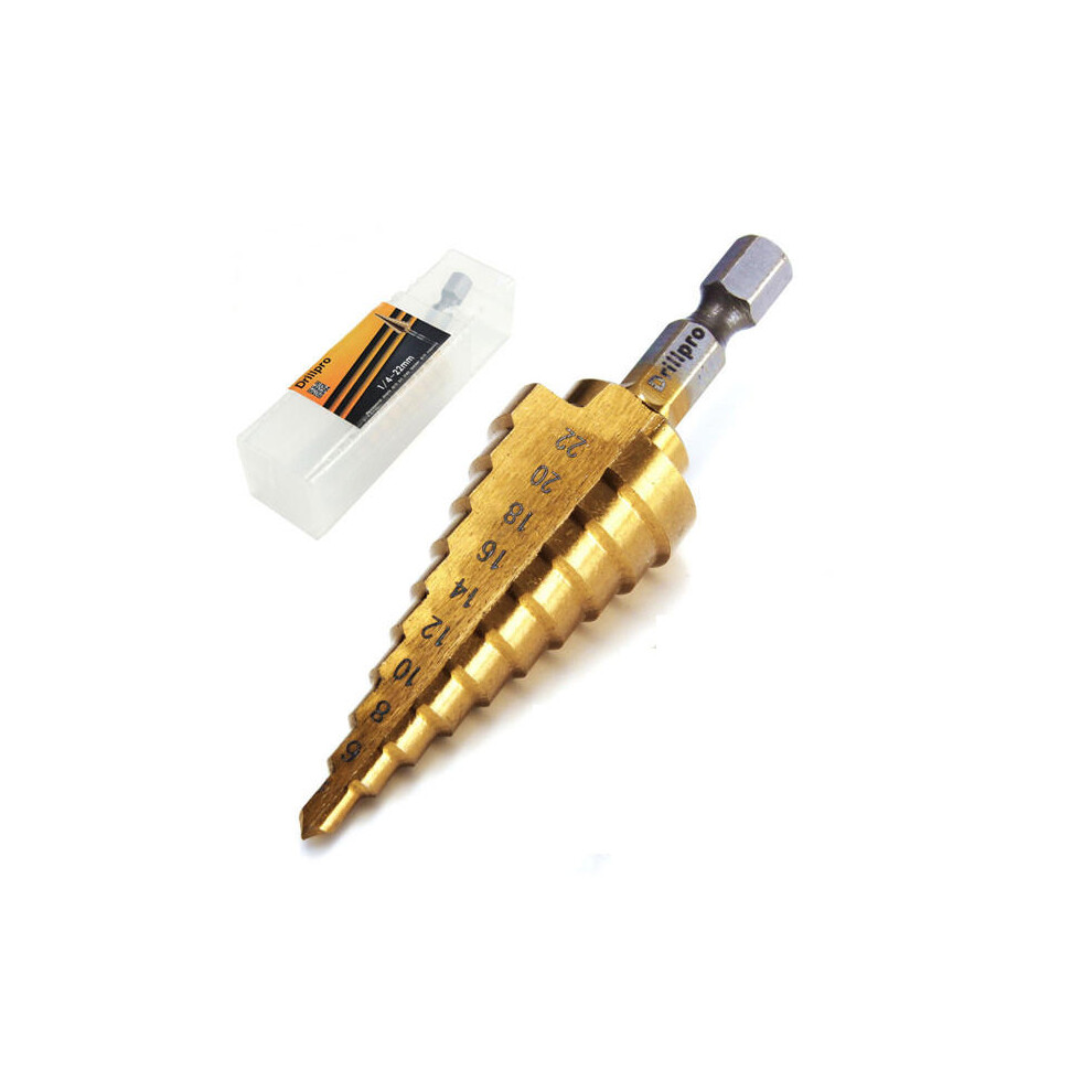Drillpro Db-S2 4-22Mm Hex Titanium Step Cone Drill Bit Hole Cutter Hss 4241 623414311731
