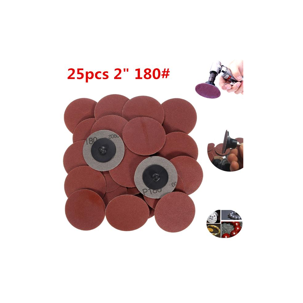 25pcs 2 Inch 180 Grit Roll Lock Sanding Discs R-Type Abrasive Tool