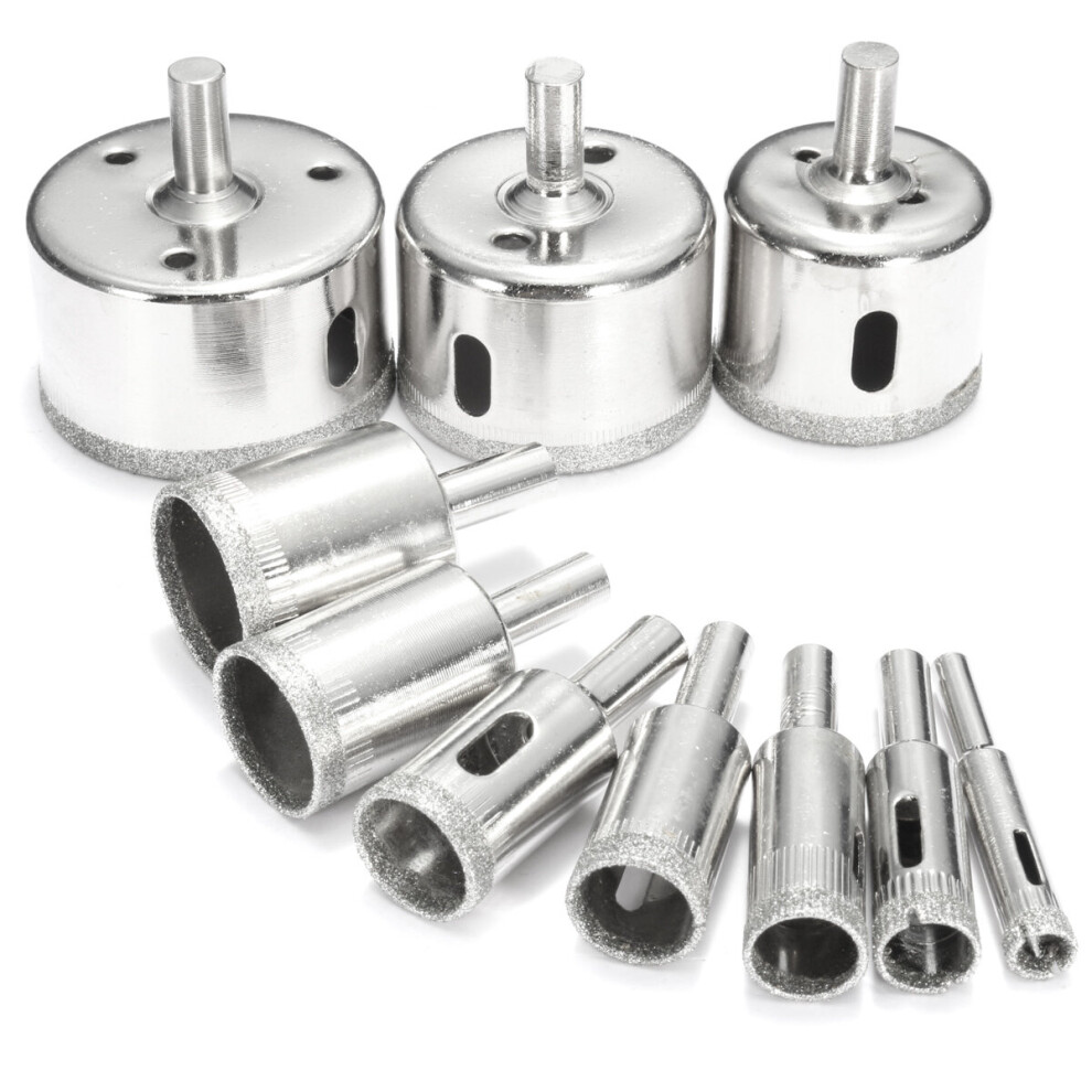 10Pcs Diamond Hole Saw Set Tile Ceramic Glass Porcelain Marble 8Mm-50Mm Hole Saw Drill Bit 623414314381
