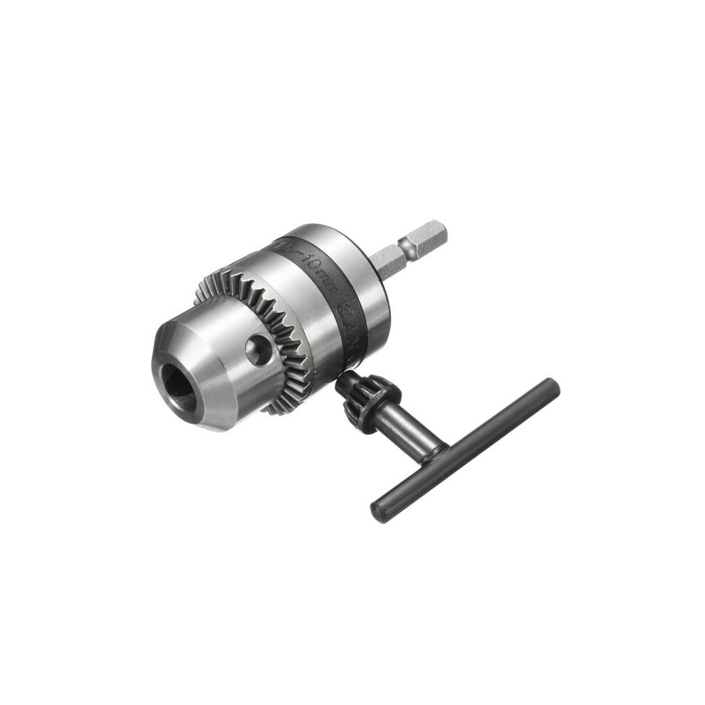 1-10Mm Drill Chuck Driver Converter 3/8 Inch 24Unf With 1/4 Inch Hex Shank Key Adaptor 623414317184