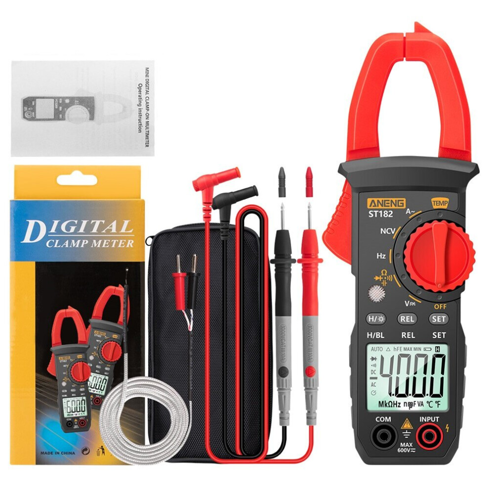 Aneng St182 Digital Clamp Meter Dc/Ac Voltage Tester Clamp Multimeter Hz Capacitance Ncv Ohm Test 623414318327
