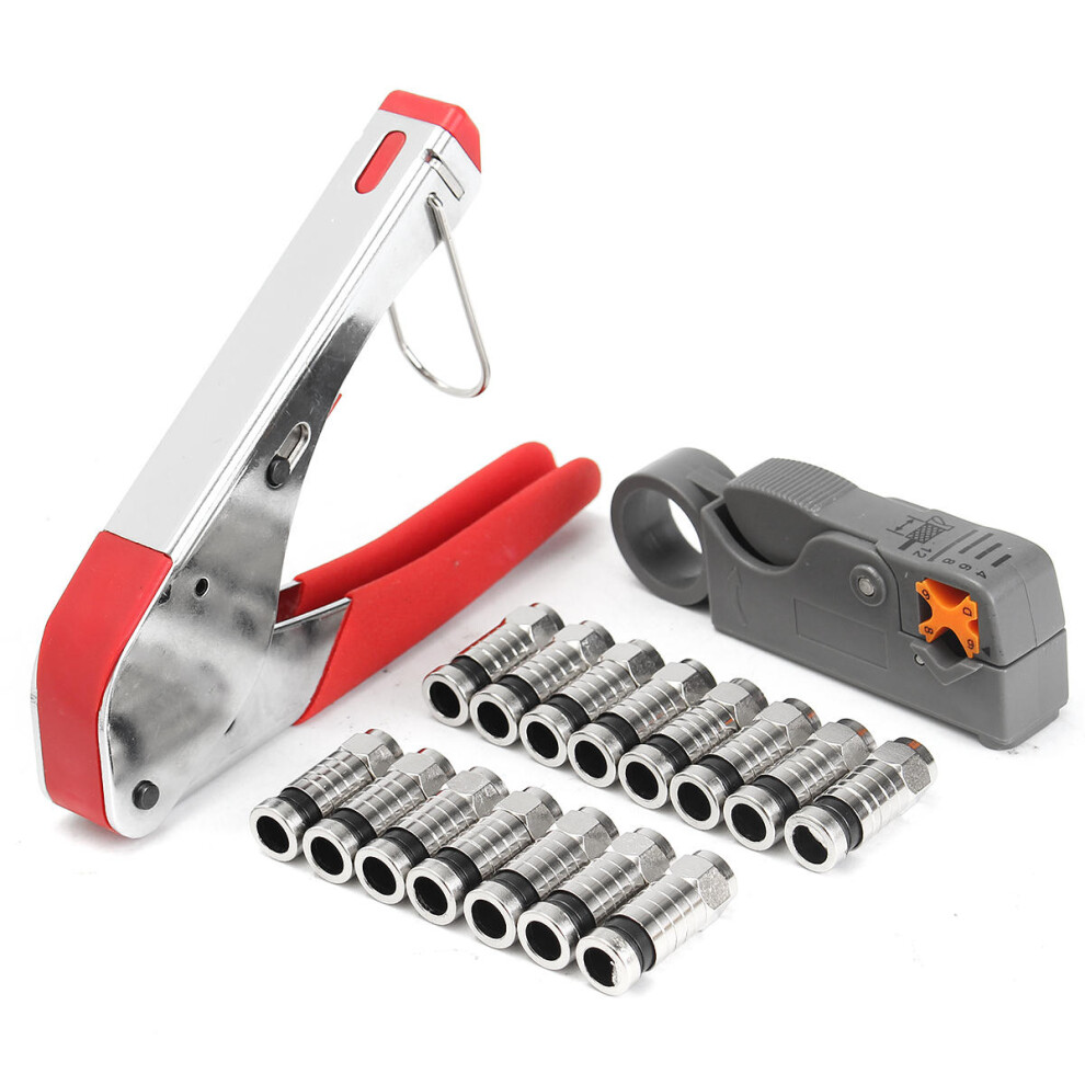 Fitting Coaxial Crimper Striper Compression Tool For Rg6 Rg59 F Connector 623414325905