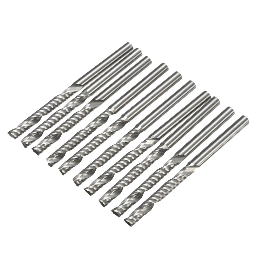 Drillpro Db-M7 10Pcs 1/8 Inch Shank End Mill Cutter 1 Flute Carbide Spiral Milling Cutter 623414326353