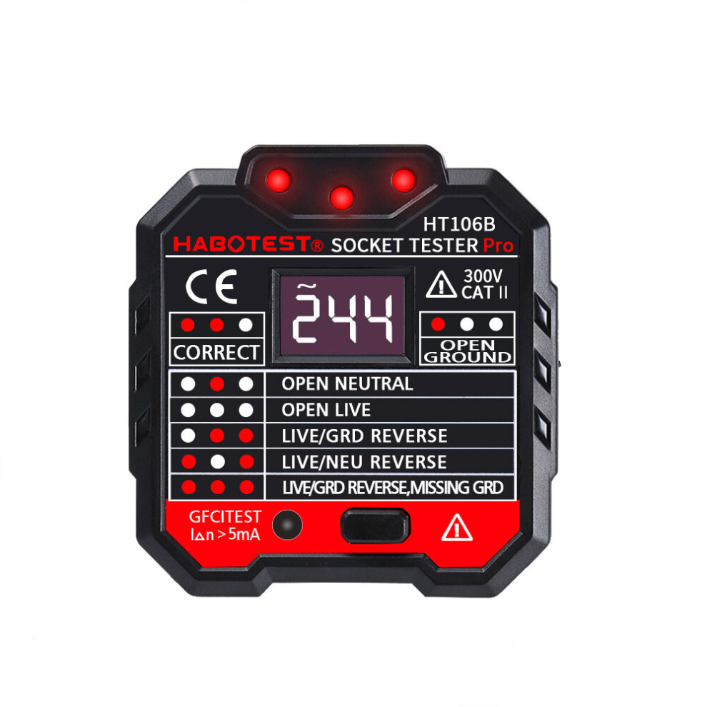 2Pcs Ht106b Socket Outlet Tester Circuit Polarity Voltage Detector Wall Eu Plug Breaker Finder Rcd Test 623414326568
