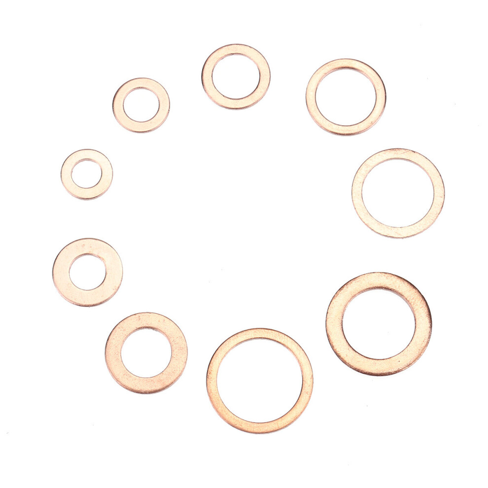 200Pcs Assorted Copper Washer Gasket Set Flat Ring Seal Assortment Hardware Kit 623414328760