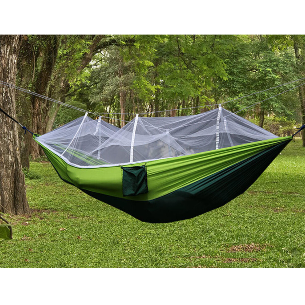 300kg Portable Double Camping Hammock Parachute Fabric With Mosquito Net - Green