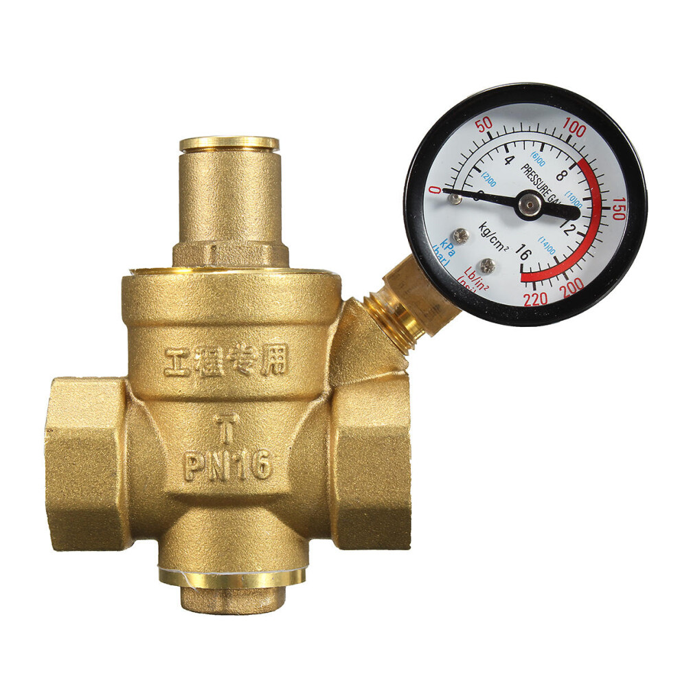 Dn20 Npt 3/4" Adjustable Brass Water Pressure Regulator Reducer With Gauge Meter 623414331081