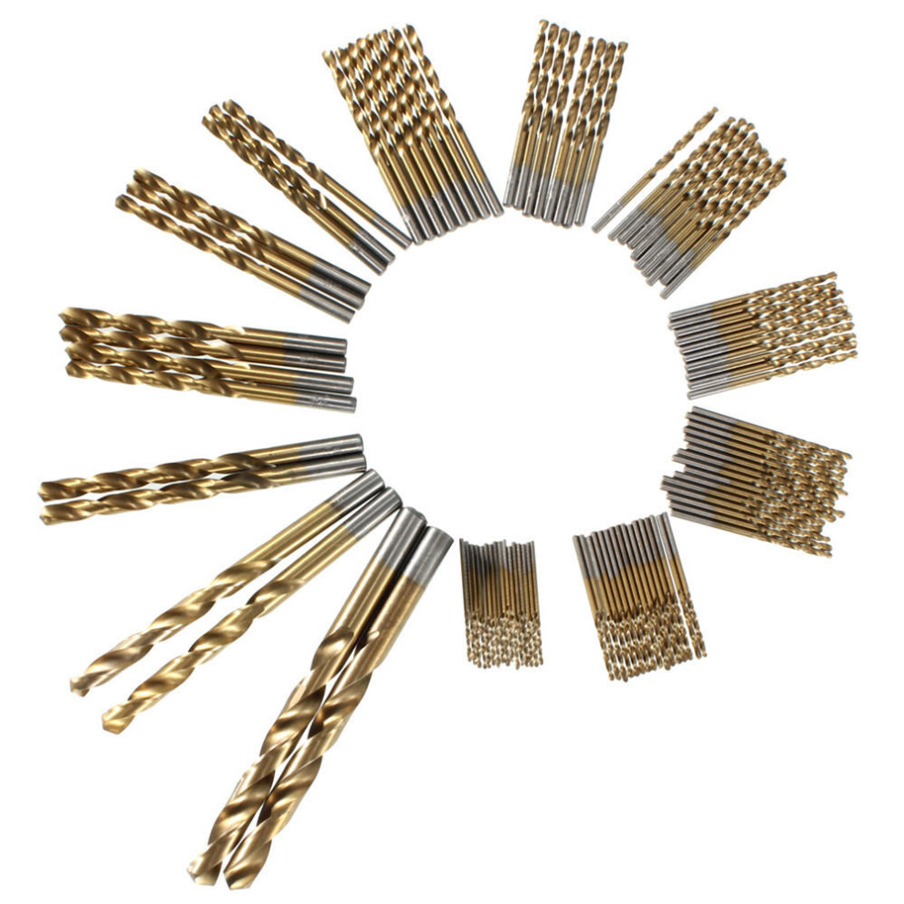 99Pcs 1.5Mm - 10Mm Titanium Coated High Speed Steel Drill Bit Set Manual Twist Drill Bits 623414331265