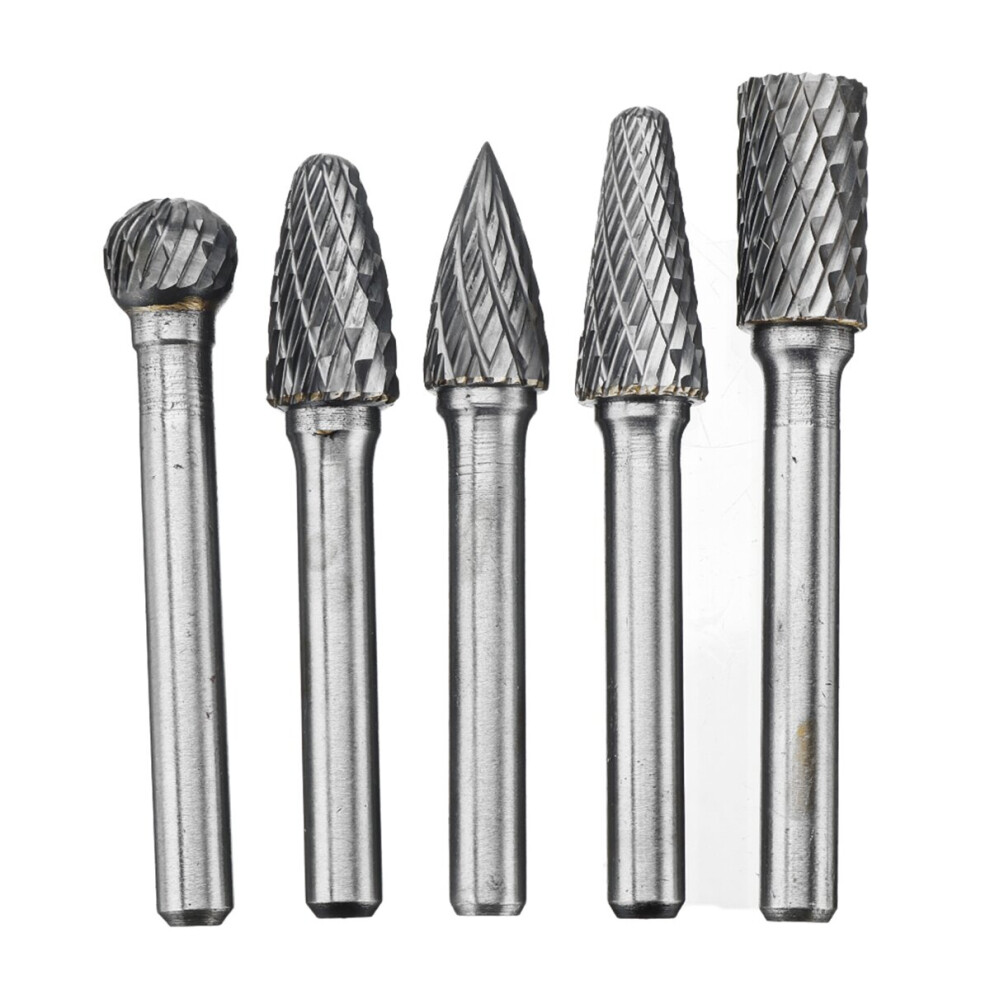 Drillpro Rb29 5Pcs 6Mm Shank Tungsten Carbide Burr Rotary Cutter File Set Engraving Tool 623414331289