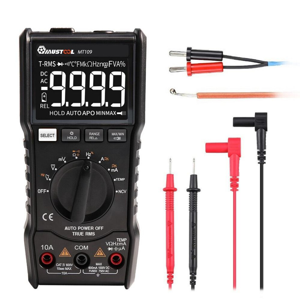 Mustool Mt109 Portable 9999 Counts True Rms Multimeter Ac Dc Voltage Current Ncv Temperature Tester 623414332170