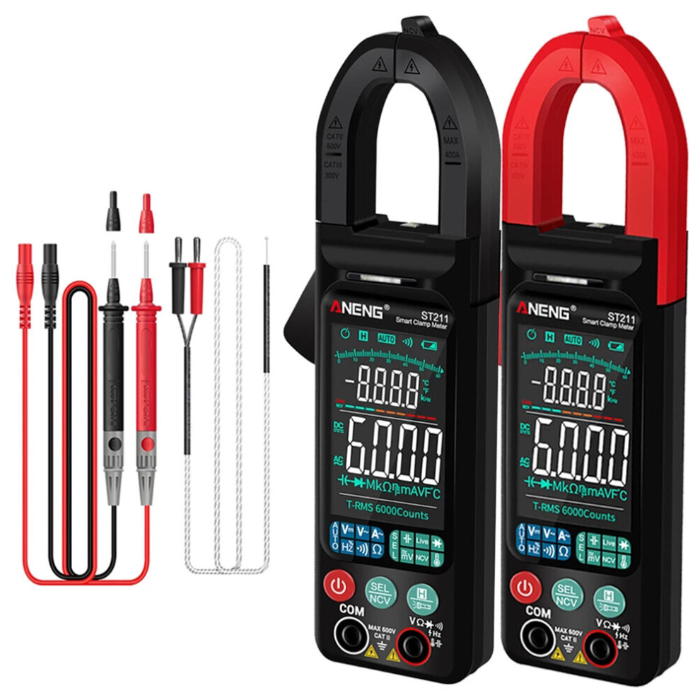 Aneng St211 Digital Clamp-On Current Multimeter 6000 Counts True Rms Large Color Display Intelligent Manual Automatic Integration Clamp Meter - Black 623414332996