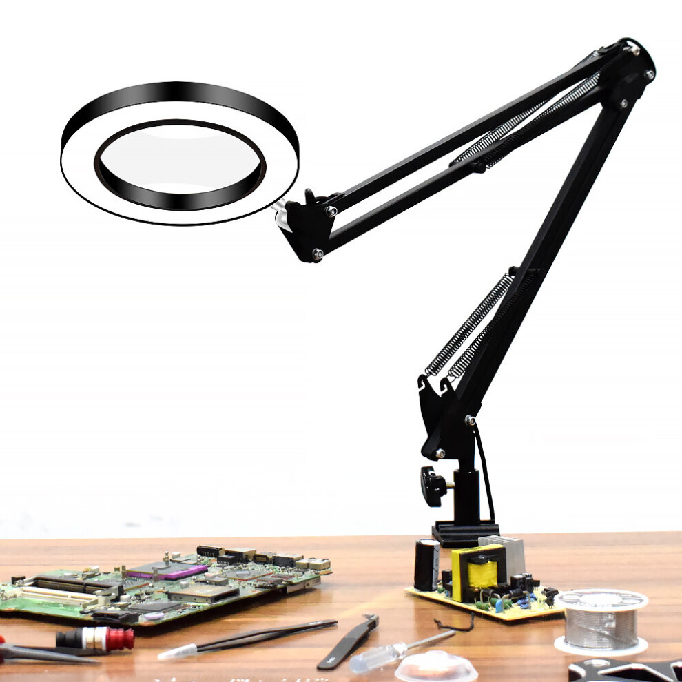 Light Daniu Flexible Desk Large 33Cm+33Cm 5X Usb Led Magnifying Glass 3 Colors Illuminated Magnifier Lamp Loupe