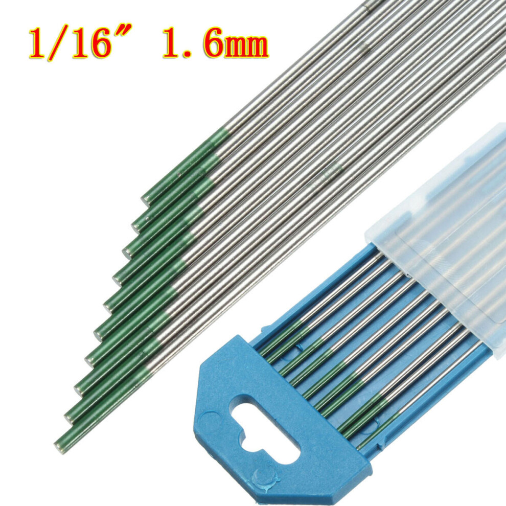 Green Tip Pure Tungsten Electrode For Tig Welding 10Pk 1.6Mm X 150Mm 623414336772