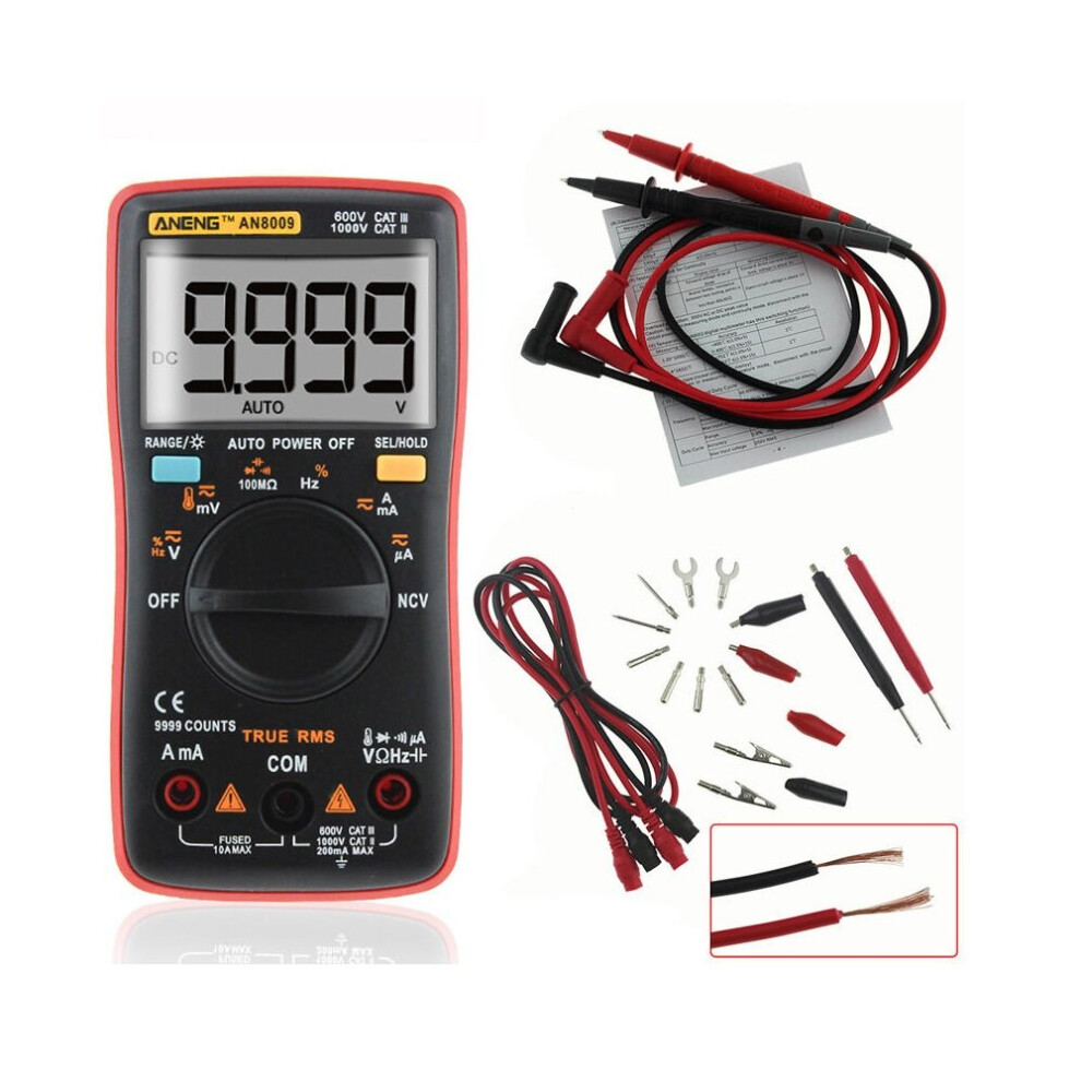 Aneng An8009 True Rms Ncv Digital Multimeter 9999 Counts Backlight Ac Dc Current Voltage Tester 623414337069