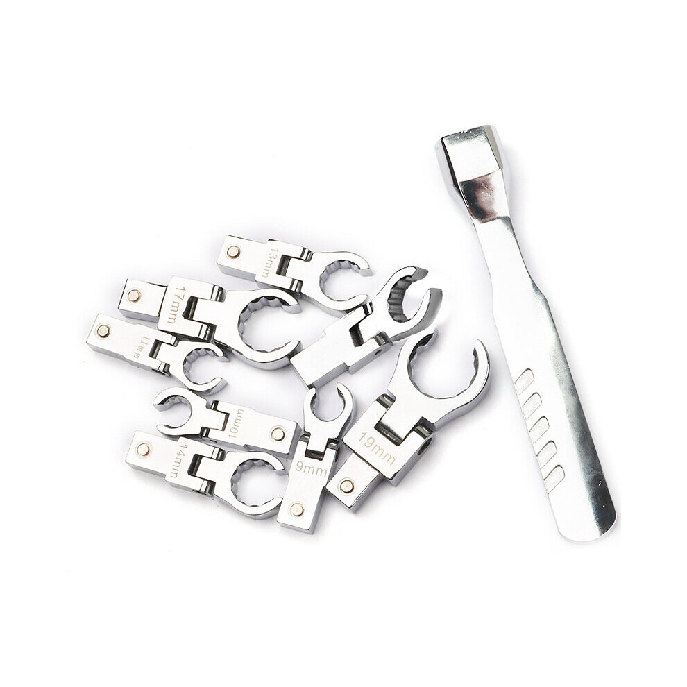 9Pcs Set Of Interchangeable Ratchet Wrench Tubing Wrench Set Shaking Head Wrench 180Ã Rotating Gear Wrench 623414339469