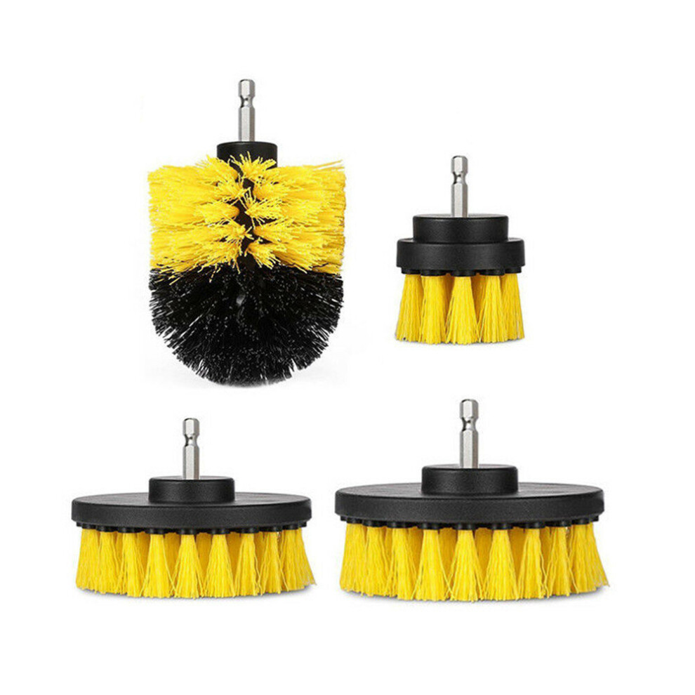 4pcs 2/3.5/4/5 Inch Drill Brush Kit Tub Cleaner Scrubber Cleaning Brushes Yellow/Red/Blue -  Yellow