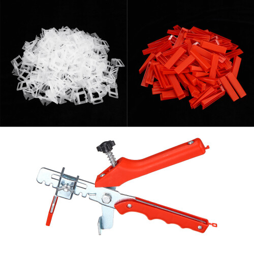 401Pcs Tile Leveling System 2mm 300Pcs Clips+100Pcs Wedges +1Piece Plier Plastic Tiling Tools Tile Spacer
