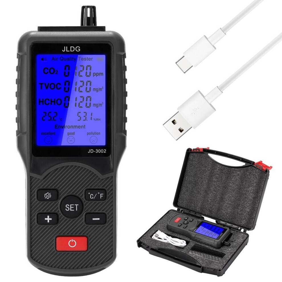 Multifunctional Air Quality Tester Co2 Tvoc Meter Temperature Humidity Measuring Device Carbon Dioxide Monitor With Lcd Screen 623414342896