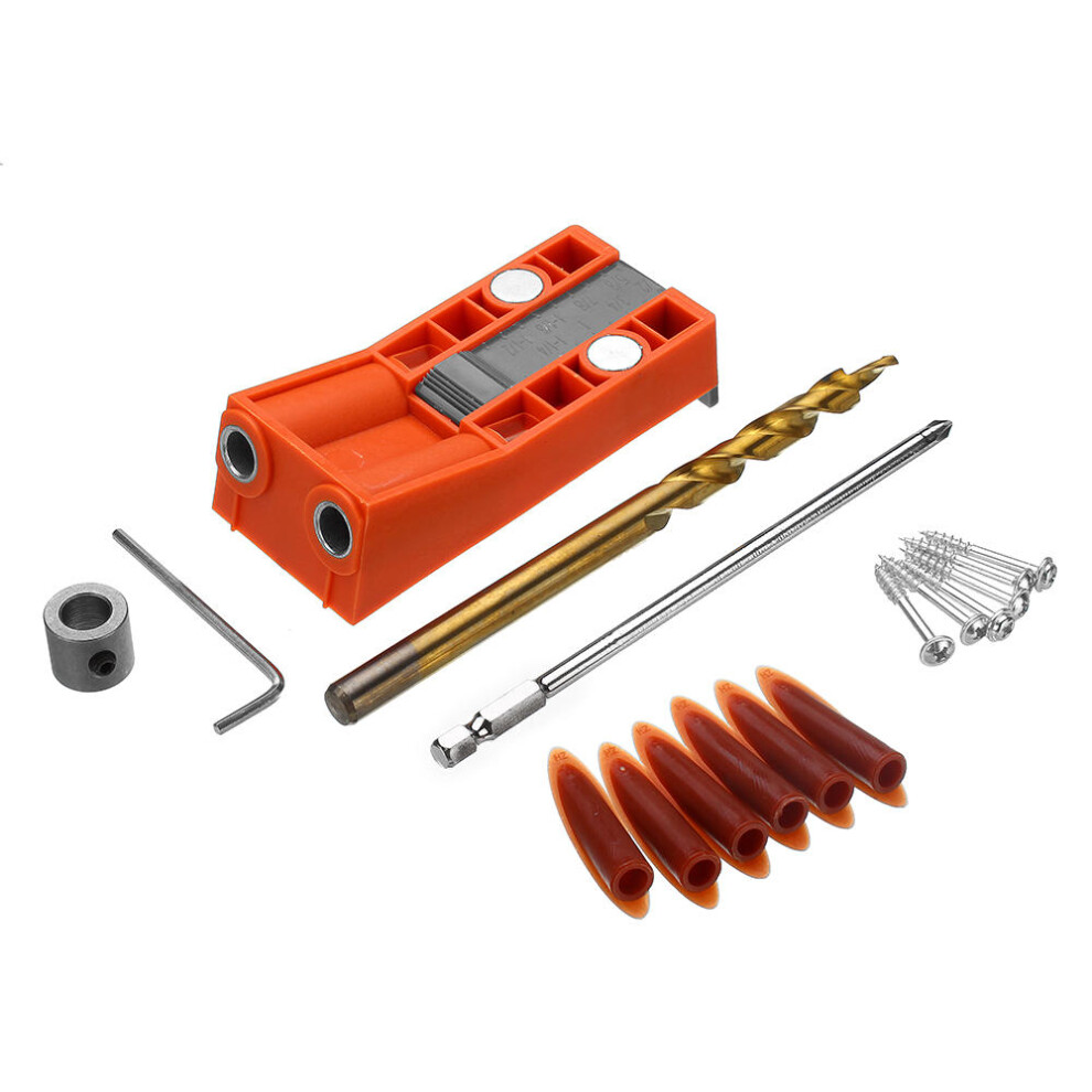 Adjustable Abs Plastic 9.5Mm Pocket Hole Jig Drill Guide With Magnet Woodworking Jig With Wood Drill Screwdriver Bit 623414343022