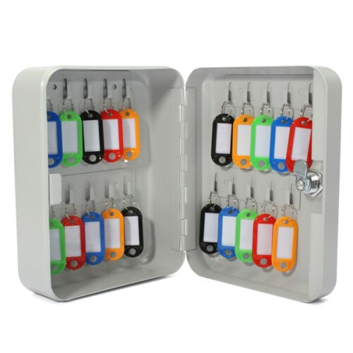 20 Hook Metal Wall Mount Security Key Cabinet Storage Box With Key Tag 1