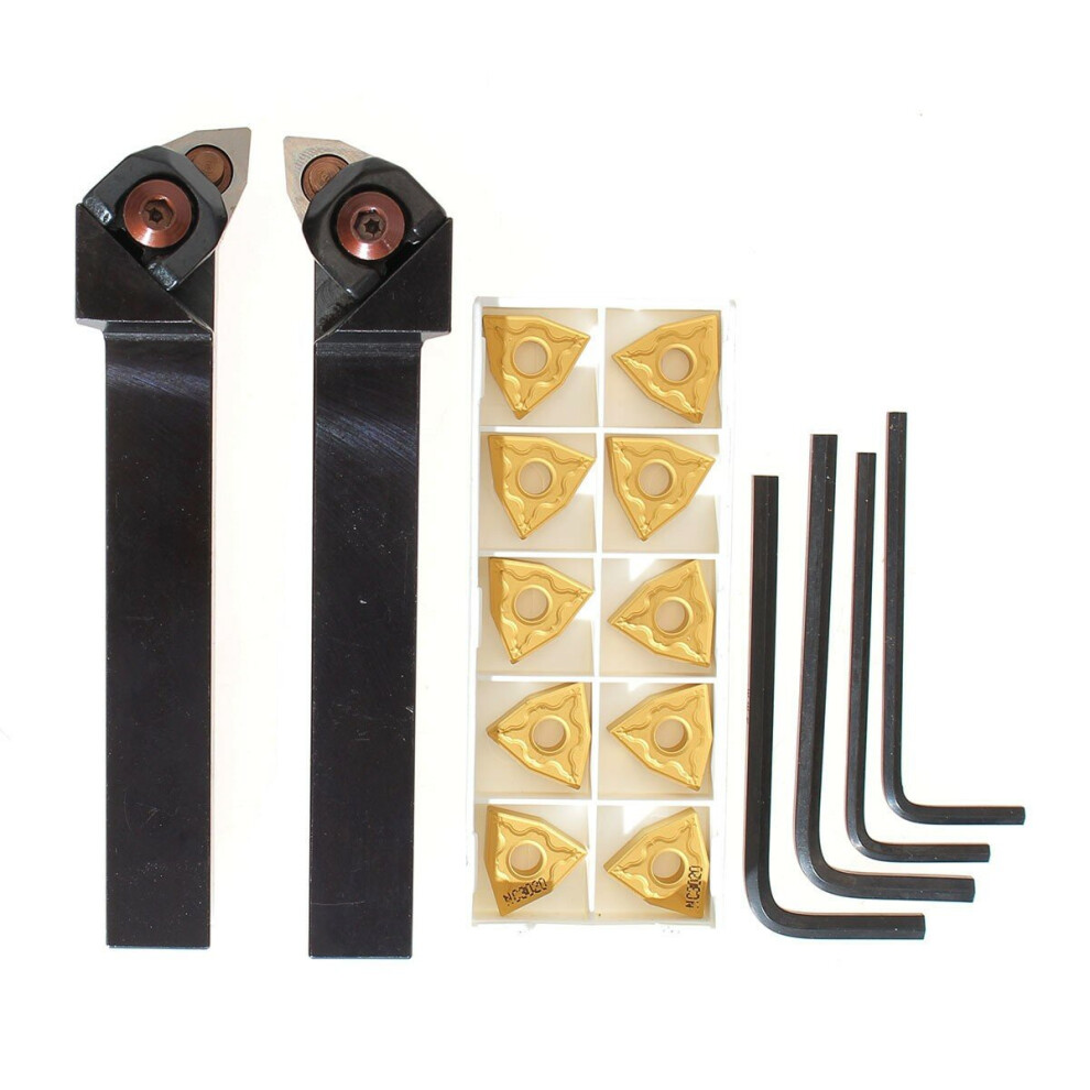 Wwlnr/L1616h/K08 16X100mm Lathe Turning Tool Holder With 10Pcs Wnmg080404 Inserts 623414344395