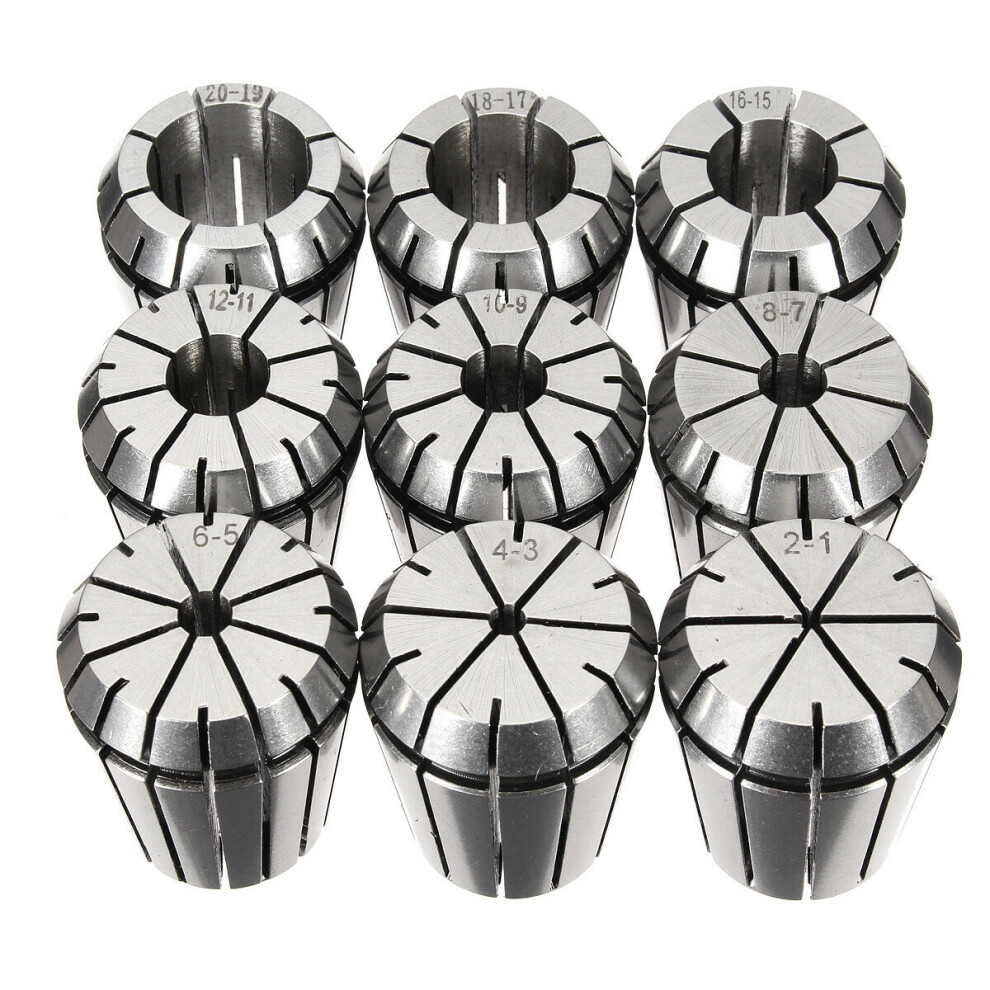 9Pcs 2-20Mm Er32 Precision Spring Collet For Cnc Milling Lathe Tool 623414349390